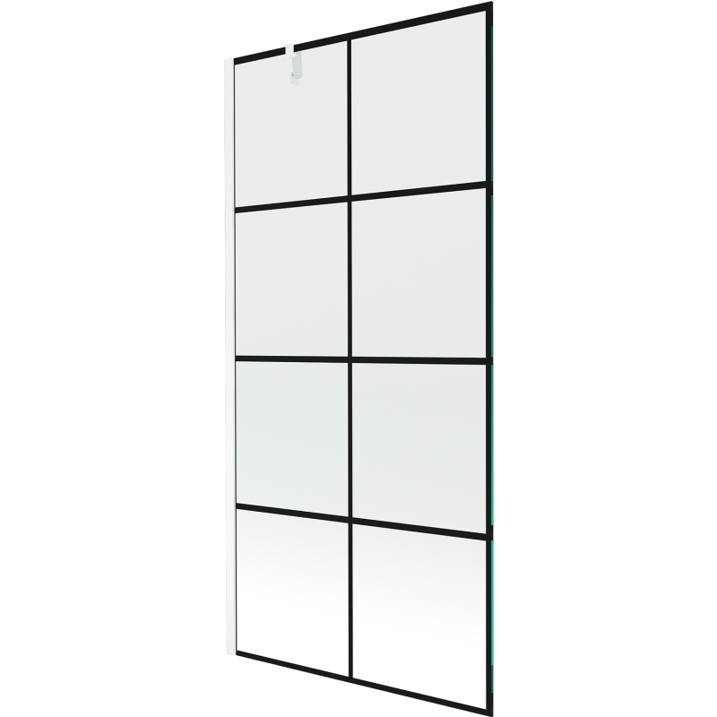 Mexen Next Badewannenabtrennung 1-teilig 90 x 150 cm, schwarzes Gitter, weiß - 895-090-000-00-77-20