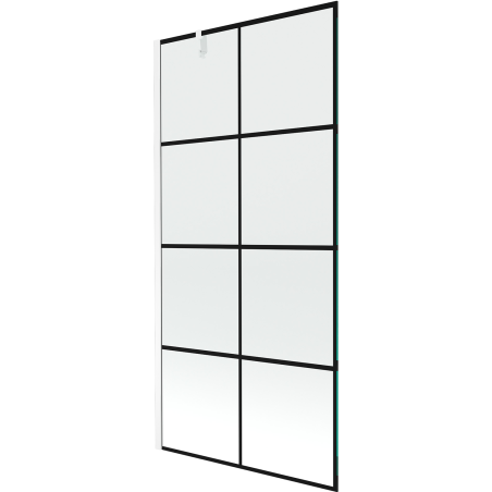 Mexen Next Badewannenabtrennung 1-teilig 90 x 150 cm, schwarzes Gitter, weiß - 895-090-000-00-77-20