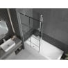 Mexen Next single-wing bath screen 90 x 150 cm, black grid, white - 895-090-000-00-77-20