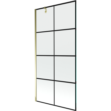 Mexen Next 1-pane shower screen 90 x 150 cm, black grid, gold - 895-090-000-00-77-50
