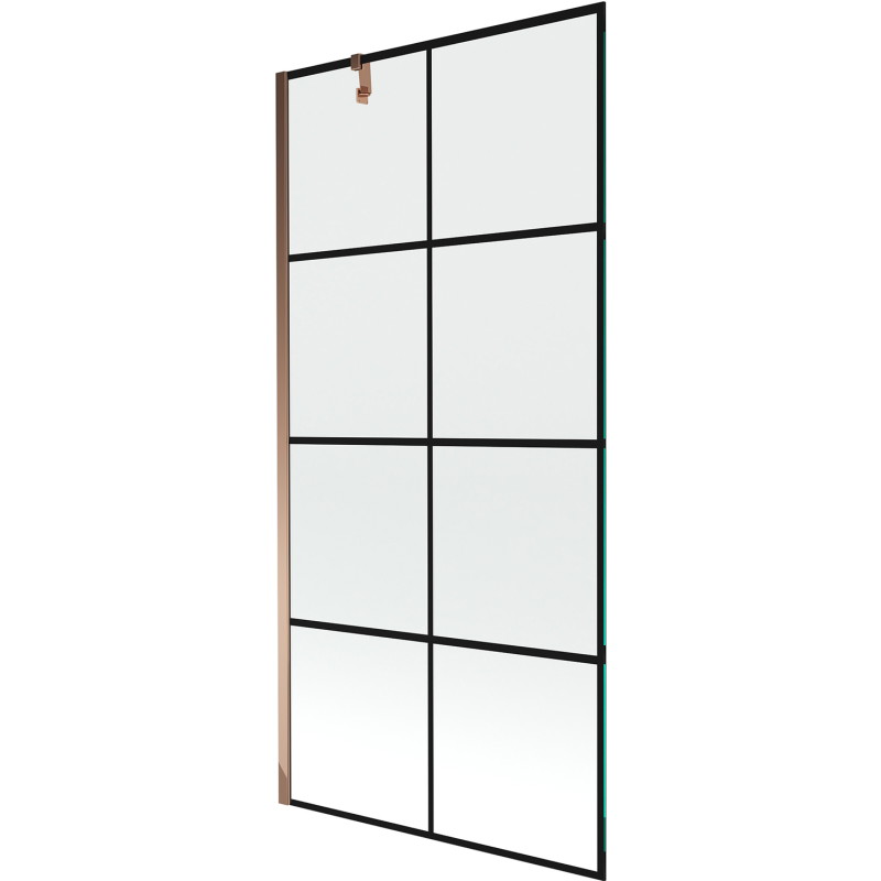 Mexen Next 1-osaline vanniekraan 90 x 150 cm, must ruudustik, roosa kuld - 895-090-000-00-77-60