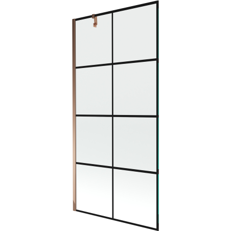 Mexen Next 1-osaline vanniekraan 90 x 150 cm, must ruudustik, roosa kuld - 895-090-000-00-77-60