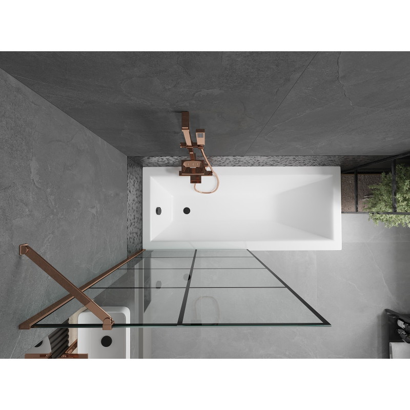 Mexen Next 1-osaline vanniekraan 90 x 150 cm, must ruudustik, roosa kuld - 895-090-000-00-77-60