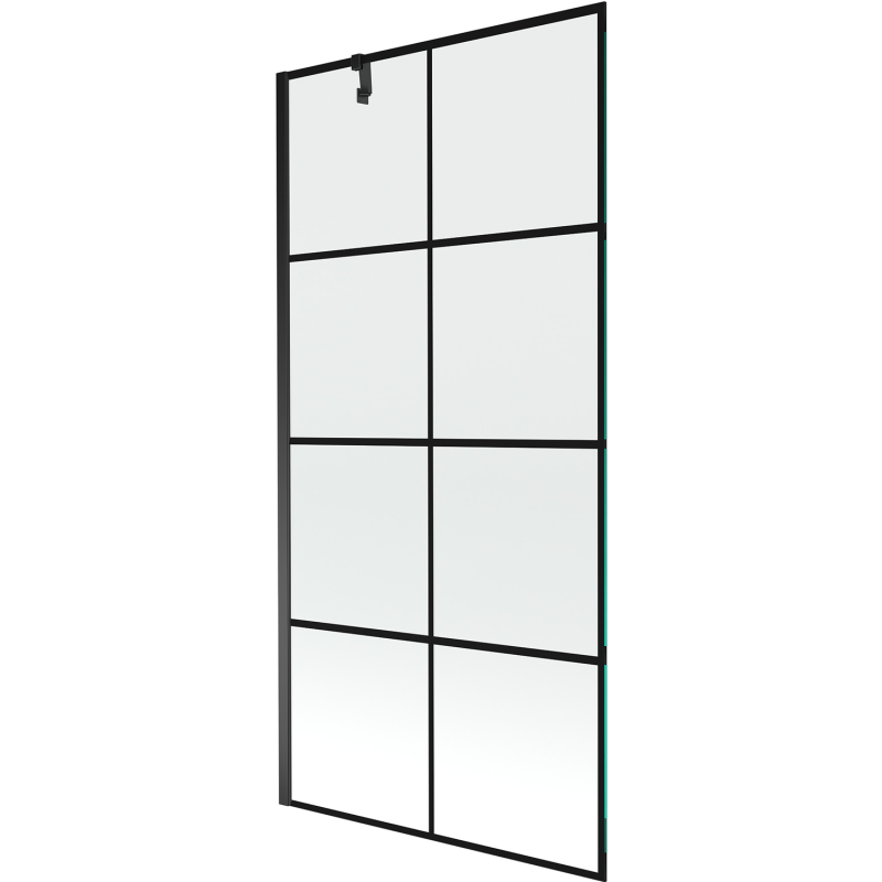 Mexen Next 1-panel bath screen 90 x 150 cm, black grid, black - 895-090-000-00-77-70