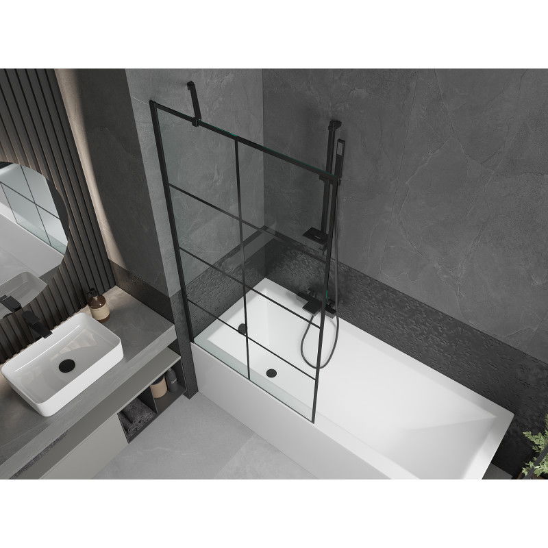 Mexen Next paroi de douche 1 volet 90 x 150 cm, grille noire, noir - 895-090-000-00-77-70