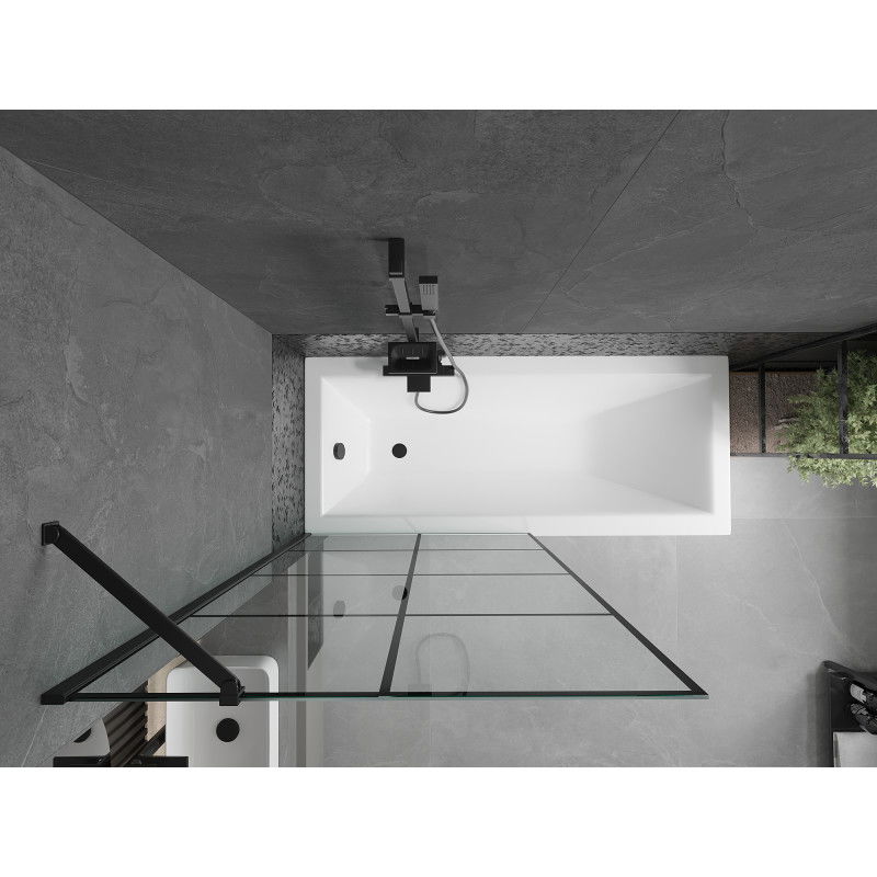 Mexen Next paroi de douche 1 volet 90 x 150 cm, grille noire, noir - 895-090-000-00-77-70