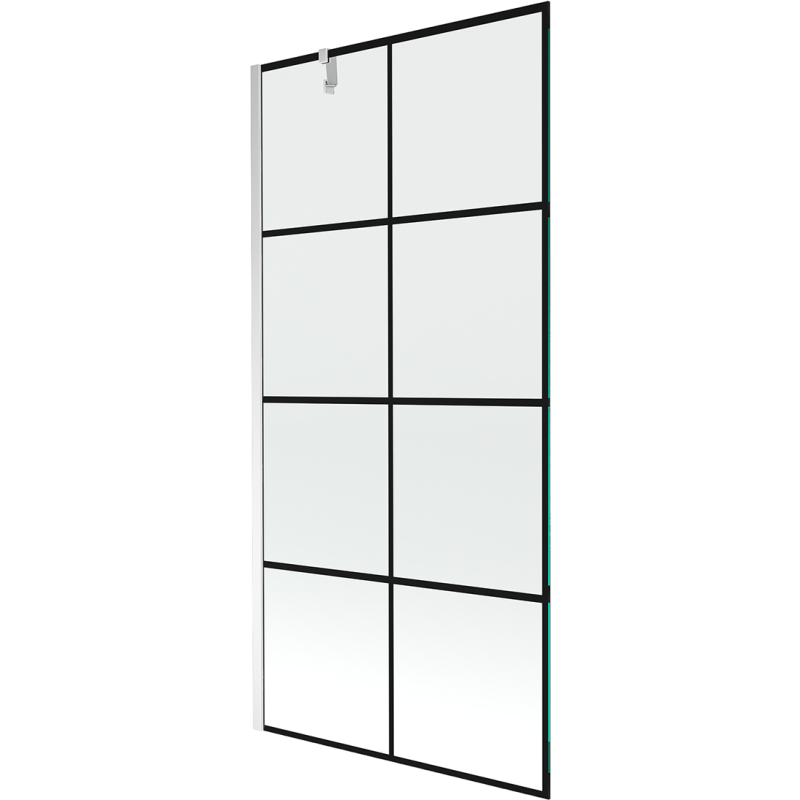 Mexen Next Wannenabtrennung 1-flügelig 100 x 150 cm, schwarzes Gitter, Chrom - 895-100-000-00-77-01