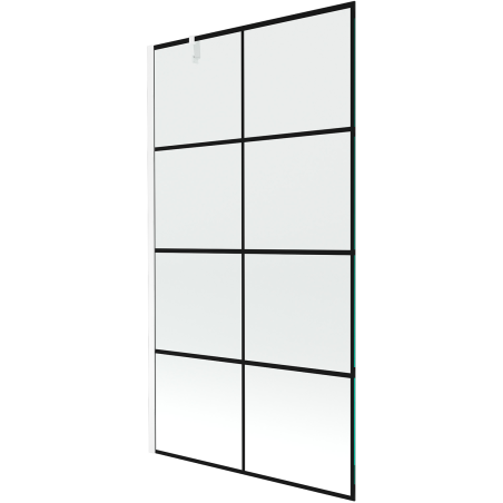 Mexen Next Wannenabtrennung 1-flügelig 100 x 150 cm, schwarzes Gitter, weiß - 895-100-000-00-77-20