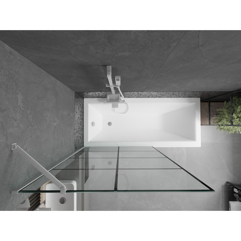 Mexen Next 1-osaline vannisein 100 x 150 cm, must ruudustik, valge - 895-100-000-00-77-20