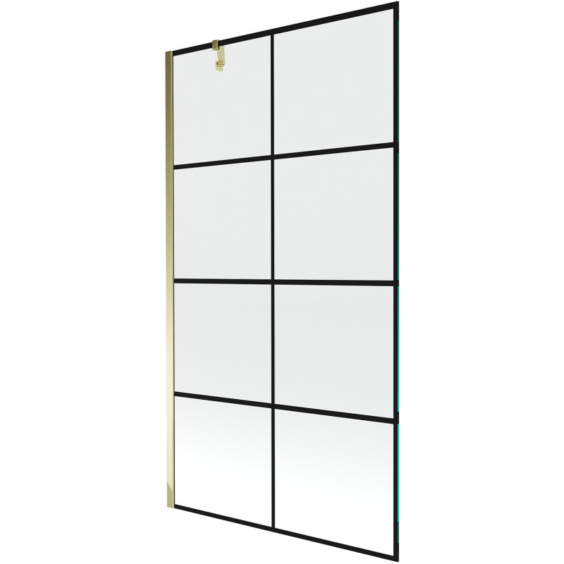 Mexen Next 1-osaline vannisein 100 x 150 cm, must ruudustik, kuldne - 895-100-000-00-77-50