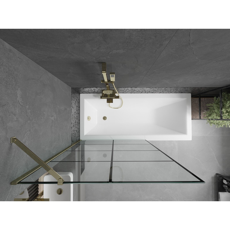 Mexen Next 1-osaline vannisein 100 x 150 cm, must ruudustik, kuldne - 895-100-000-00-77-50