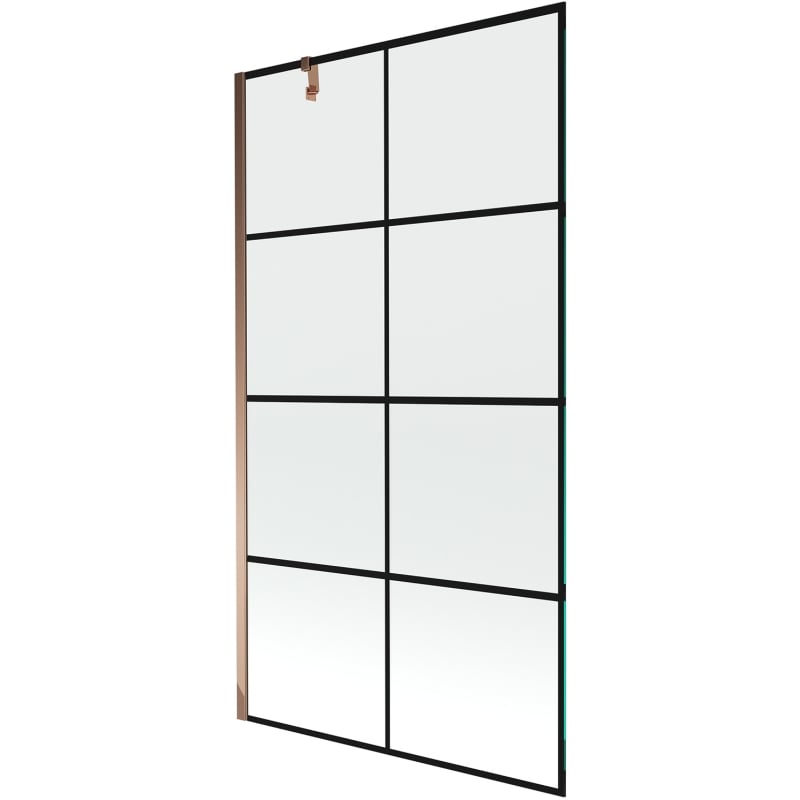 Mexen Next 1-lehega vannitoa sirm 100 x 150 cm, must ruudustik, roosa kuld - 895-100-000-00-77-60