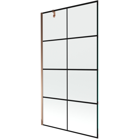Mexen Next 1-lehega vannitoa sirm 100 x 150 cm, must ruudustik, roosa kuld - 895-100-000-00-77-60