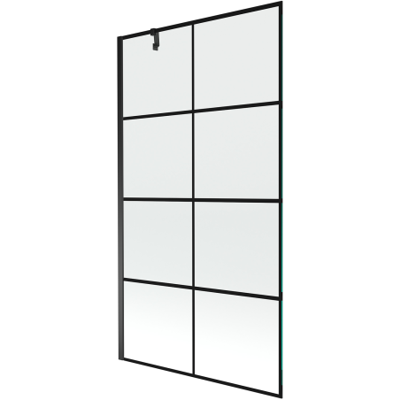 Mexen Next Badewannenabtrennung 1-flügelig 100 x 150 cm, schwarzes Gitter, schwarz - 895-100-000-00-77-70