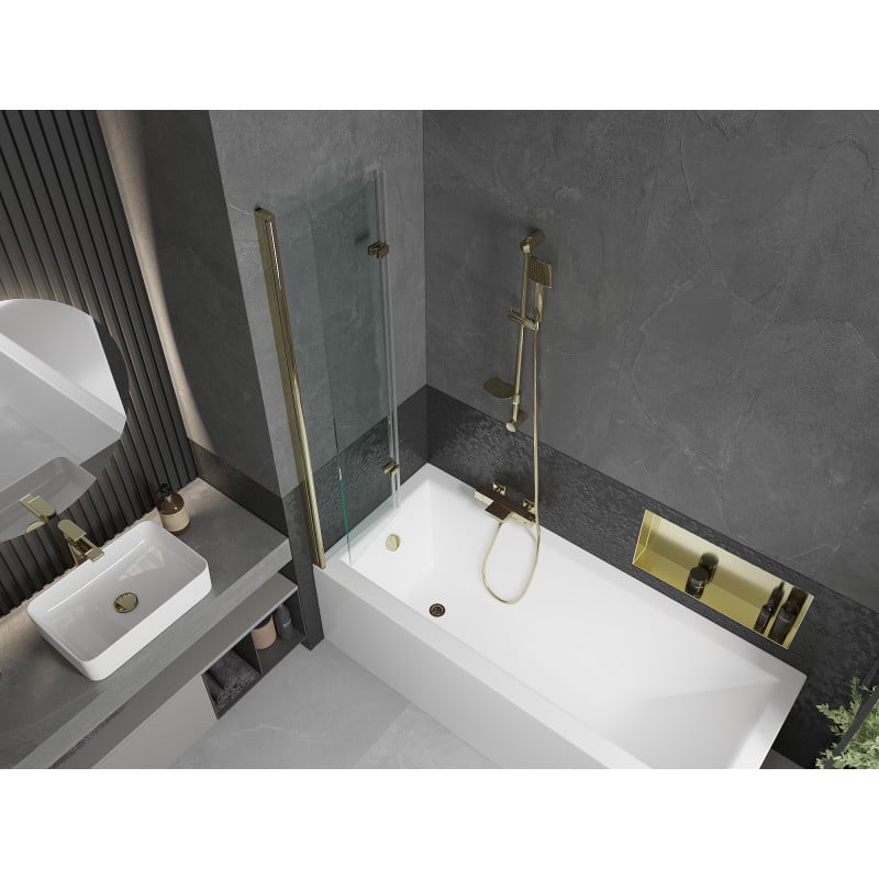 Mexen Castor 2-panel bath screen 80 x 150 cm, transparent, gold - 892-080-002-50-00