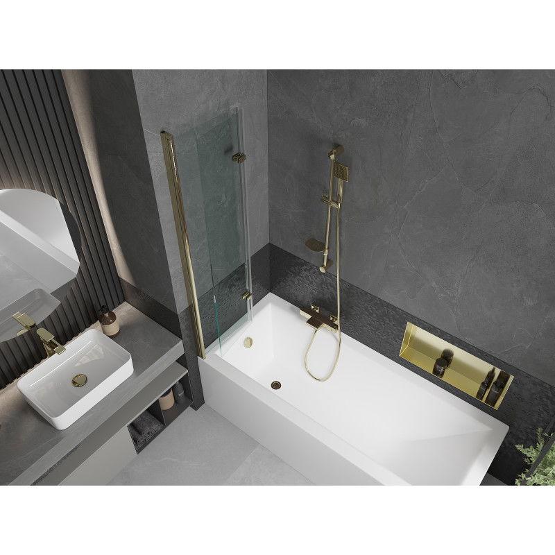 Mexen Castor 2-wing bathtub screen 80 x 150 cm, transparent, Gold - 892-080-002-50-00