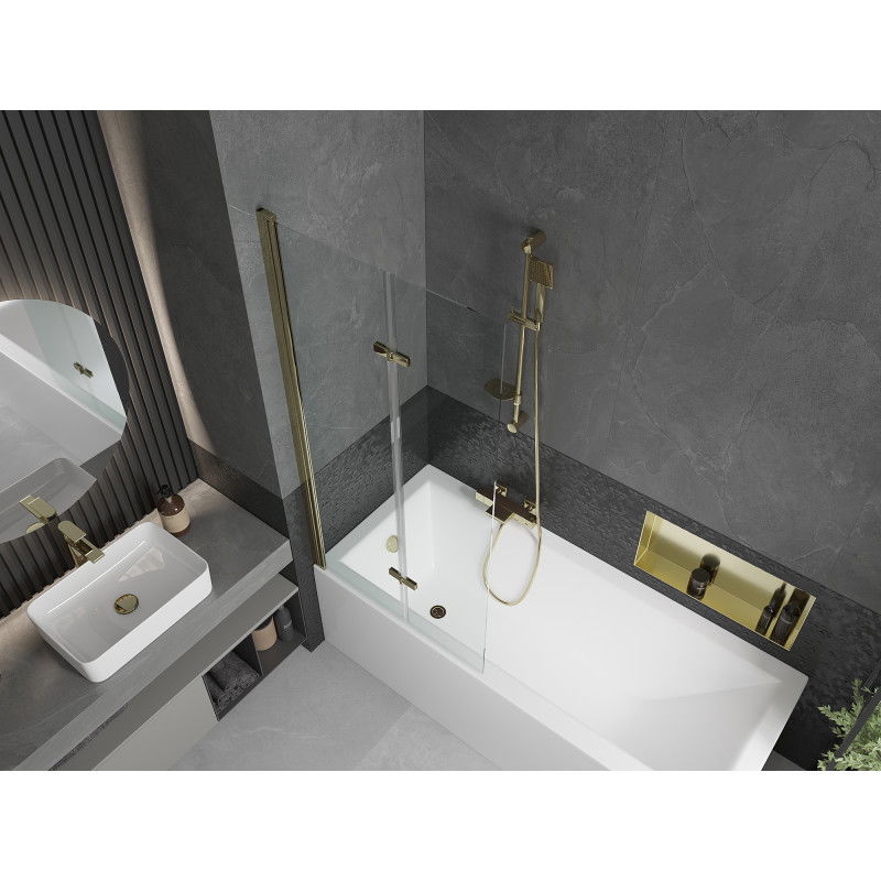 Mexen Castor 2-panel bath screen 80 x 150 cm, transparent, gold - 892-080-002-50-00