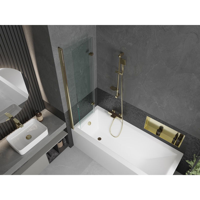 Mexen Castor 2-panel Bath Screen 100 x 150 cm, Transparent, Gold - 892-100-002-50-00