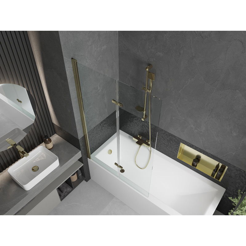 Mexen Castor 2-wing bathtub screen 100 x 150 cm, transparent, Gold - 892-100-002-50-00