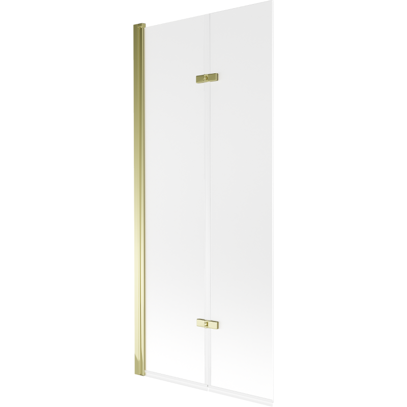 Mexen Castor Badewannenwand 2-flügelig 80 x 150 cm, Milchglas, Gold - 892-080-002-50-30