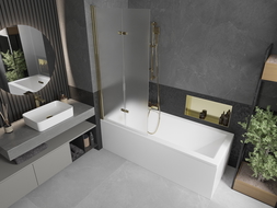 Mexen Castor divviru vanna ekrāns 80 x 150 cm, matēts, zelta - 892-080-002-50-30