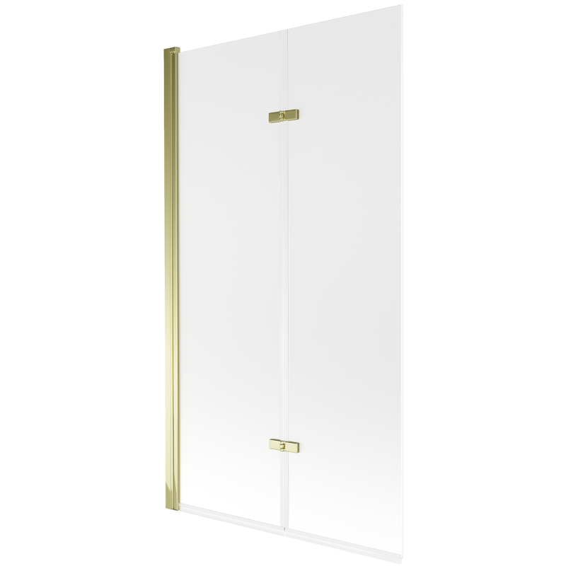 Mexen Castor 2-delige badwand 100 x 150 cm, matglas, goud - 892-100-002-50-30