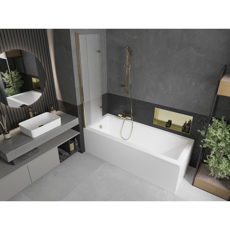 Mexen Castor pannello doccia 2-ante 100 x 150 cm, brina, oro - 892-100-002-50-30