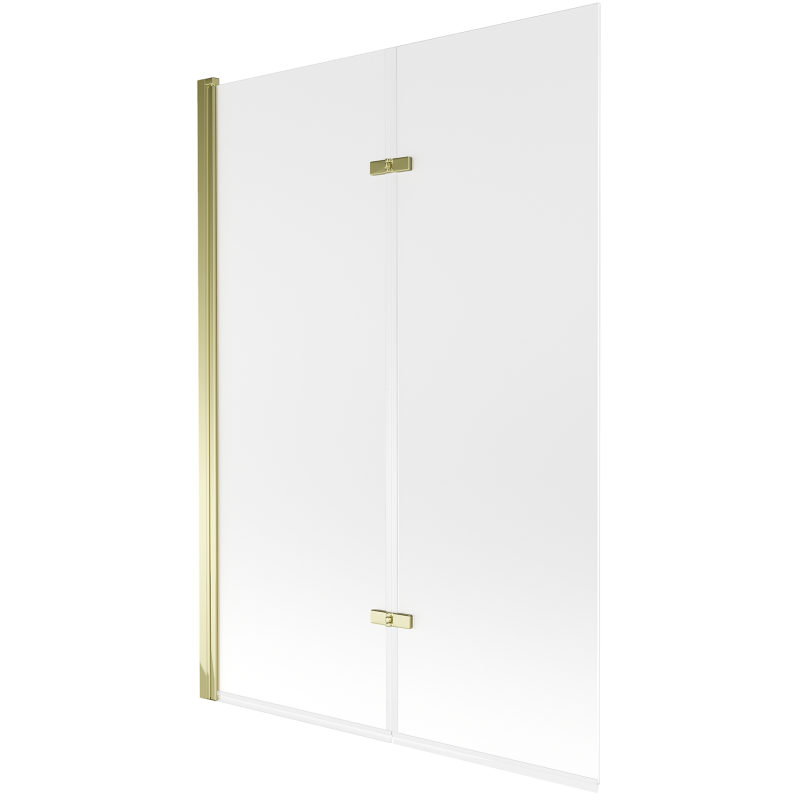 Mexen Castor badwand 2-vleugelig 120 x 150 cm, ijs, goud - 892-120-002-50-30