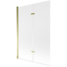 Mexen Castor mampara de bañera de 2 hojas 120 x 150 cm, esmerilado, dorado - 892-120-002-50-30