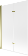 Mexen Castor badwand 2-vleugelig 120 x 150 cm, ijs, goud - 892-120-002-50-30
