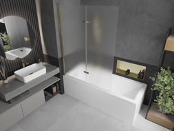 Mexen Castor 2-Panel Bath Screen 120 x 150 cm, Frosted, Gold - 892-120-002-50-30