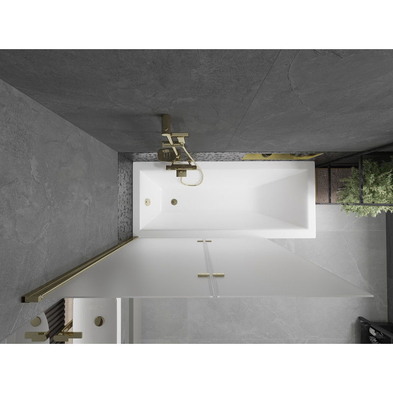 Mexen Castor 2-Panel Bath Screen 120 x 150 cm, Frosted, Gold - 892-120-002-50-30