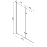 Mexen Castor Badewannenabtrennung 2-flügelig 100 x 150 cm, schwarzes Gitter, schwarz - 892-100-002-70-77