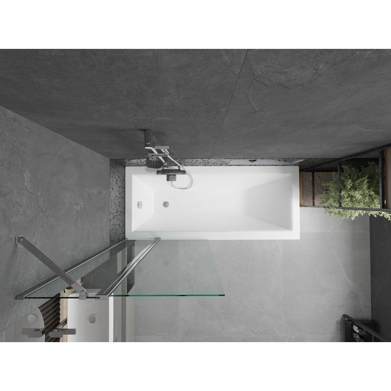 Mexen Flip Badewannenabtrennung 2-flügelig 80 x 150 cm, transparent, Chrom - 894-080-101-01-00