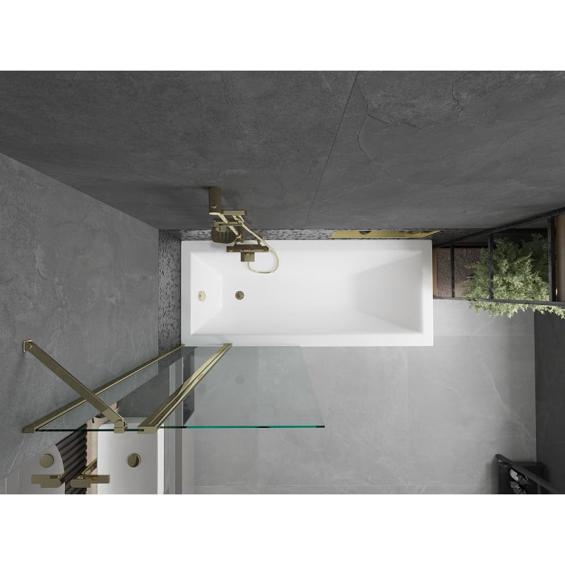 Mexen Flip duschskärm, tvådelad 80 x 150 cm, transparent, guld - 894-080-101-50-00