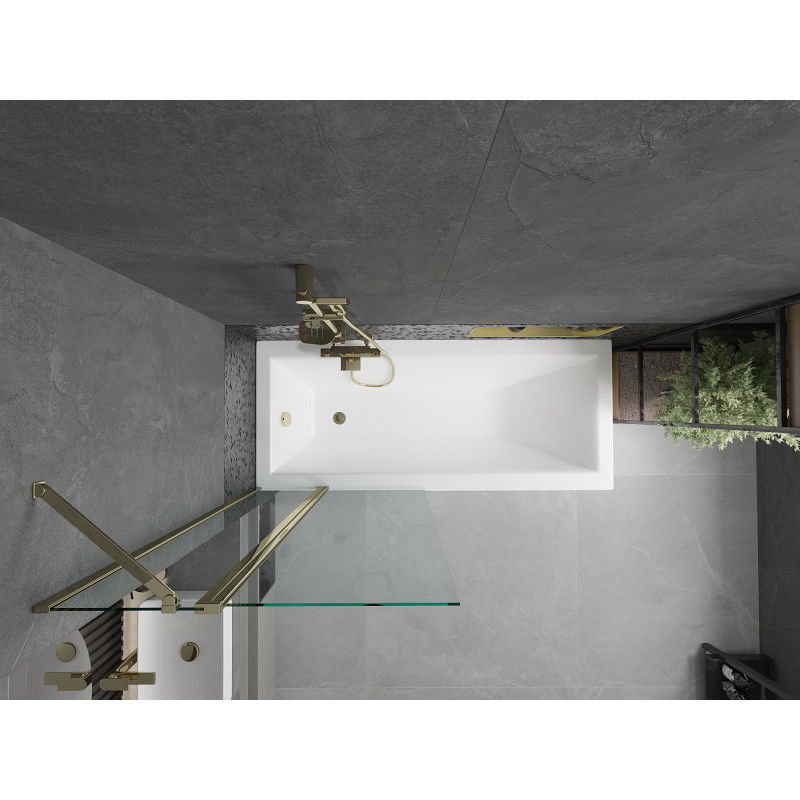 Mexen Flip painel de banho de 2 asas 80 x 150 cm, transparente, dourado - 894-080-101-50-00