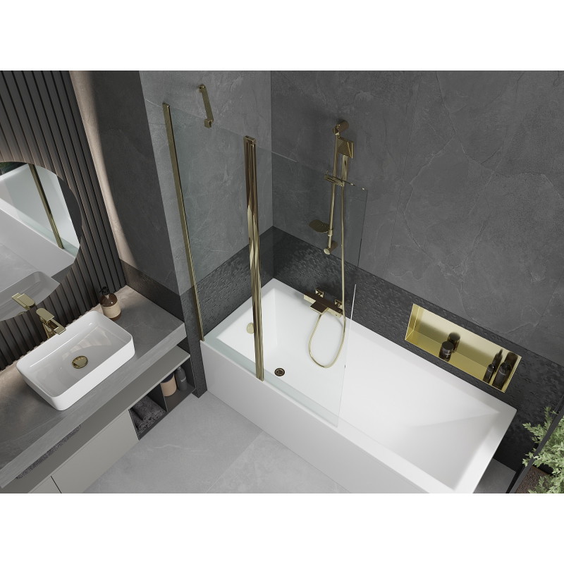 Mexen Flip pare-douche à deux volets 100 x 150 cm, transparent, doré - 894-100-101-50-00