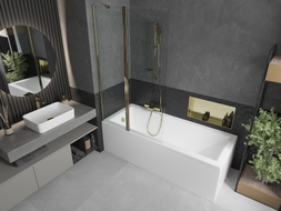 Mexen Flip 2-Wing Bathtub Screen 100 x 150 cm, Transparent, Gold - 894-100-101-50-00