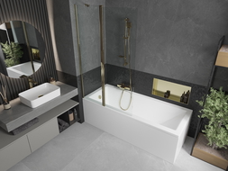 Mexen Flip badwand 2-delig 100 x 150 cm, transparant, goud - 894-100-101-50-00