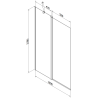 Mexen Flip badscherm 2-delig 100 x 150 cm, transparant, zwart - 894-100-101-70-00