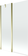 Mexen Flip badscherm 2-delig 120 x 150 cm, transparant, goud - 894-120-101-50-00