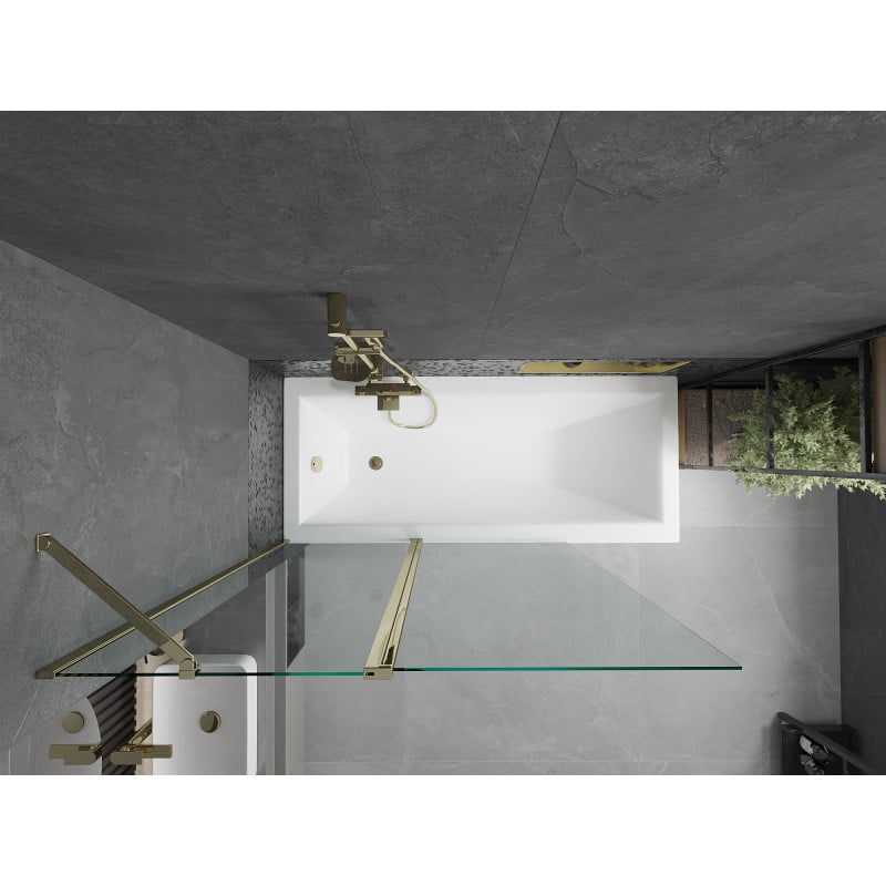Mexen Flip 2-wing Bath Screen 120 x 150 cm, transparent, gold - 894-120-101-50-00