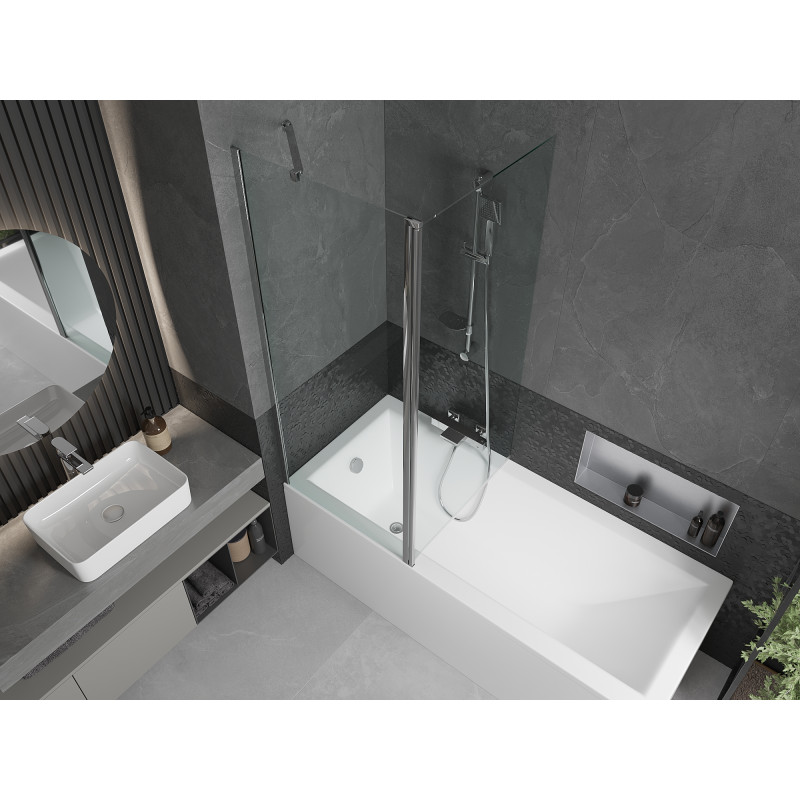 Mexen Flip parawan nawannowy 2-skrzydłowy 140 x 150 cm, transparent, chrom - 894-140-101-01-00