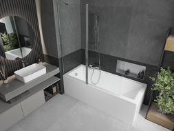 Mexen Flip badwand 2-delig 140 x 150 cm, transparant, chroom - 894-140-101-01-00