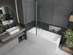 Mexen Flip paravento da bagno a 2 ante 140 x 150 cm, trasparente, cromo - 894-140-101-01-00