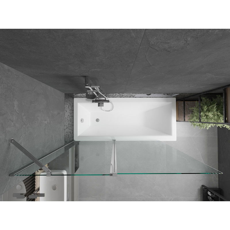 Mexen Flip Duebelt Duschabschirm 140 x 150 cm, transparent, Chrom - 894-140-101-01-00