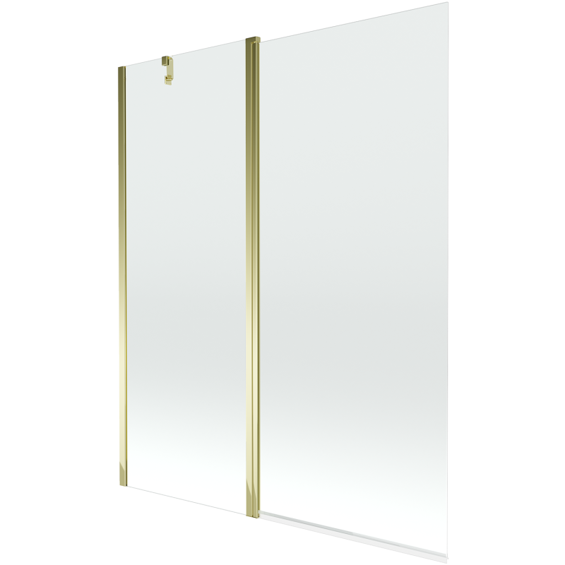 Mexen Flip divisória de banheira de 2 painéis 140 x 150 cm, transparente, dourado - 894-140-101-50-00