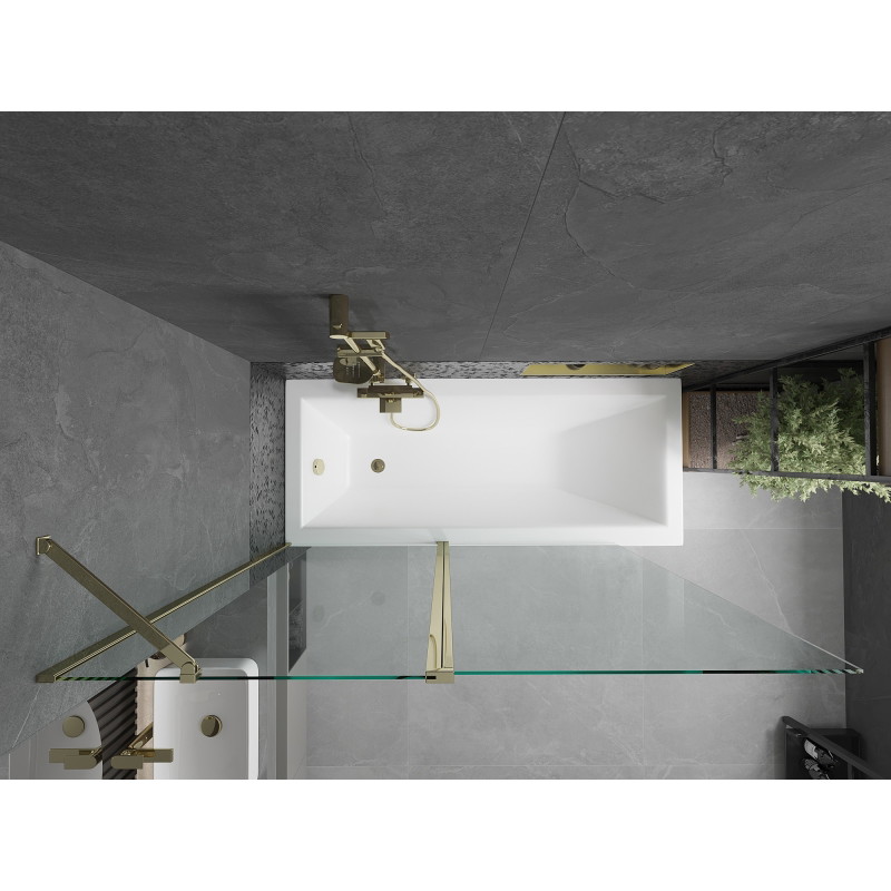 Mexen Flip 2-panel bathtub screen 140 x 150 cm, transparent, gold - 894-140-101-50-00