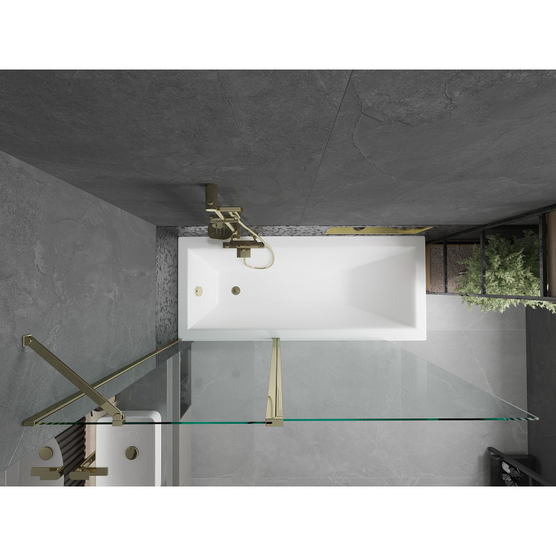 Mexen Flip parawan nawannowy 2-skrzydłowy 140 x 150 cm, transparent, złoty - 894-140-101-50-00