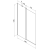 Mexen Flip badwand 2-delig 140 x 150 cm, transparant, zwart - 894-140-101-70-00